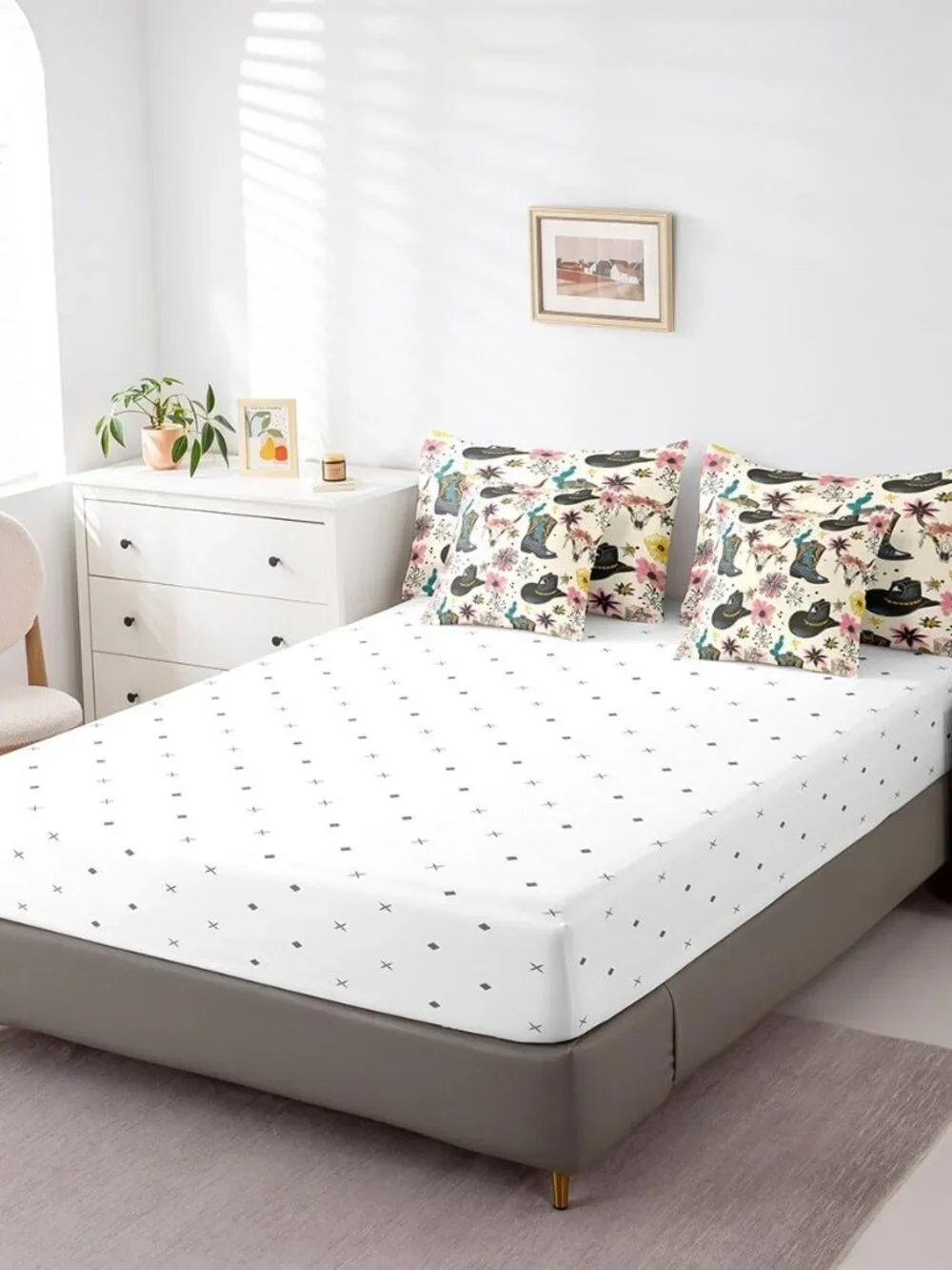 7 Pieces Western Cowboy Comforter Set Twin Size, Cowboy Boots Hat Bedding Set fo